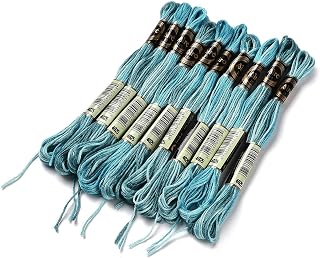 10 Skeins of 0.5mm 6 Ply Segment Dyed Gradient Polyester Cross Stitch Thread for Crafts, Sewing, Crafts, Jewelry Making, 8 Meters