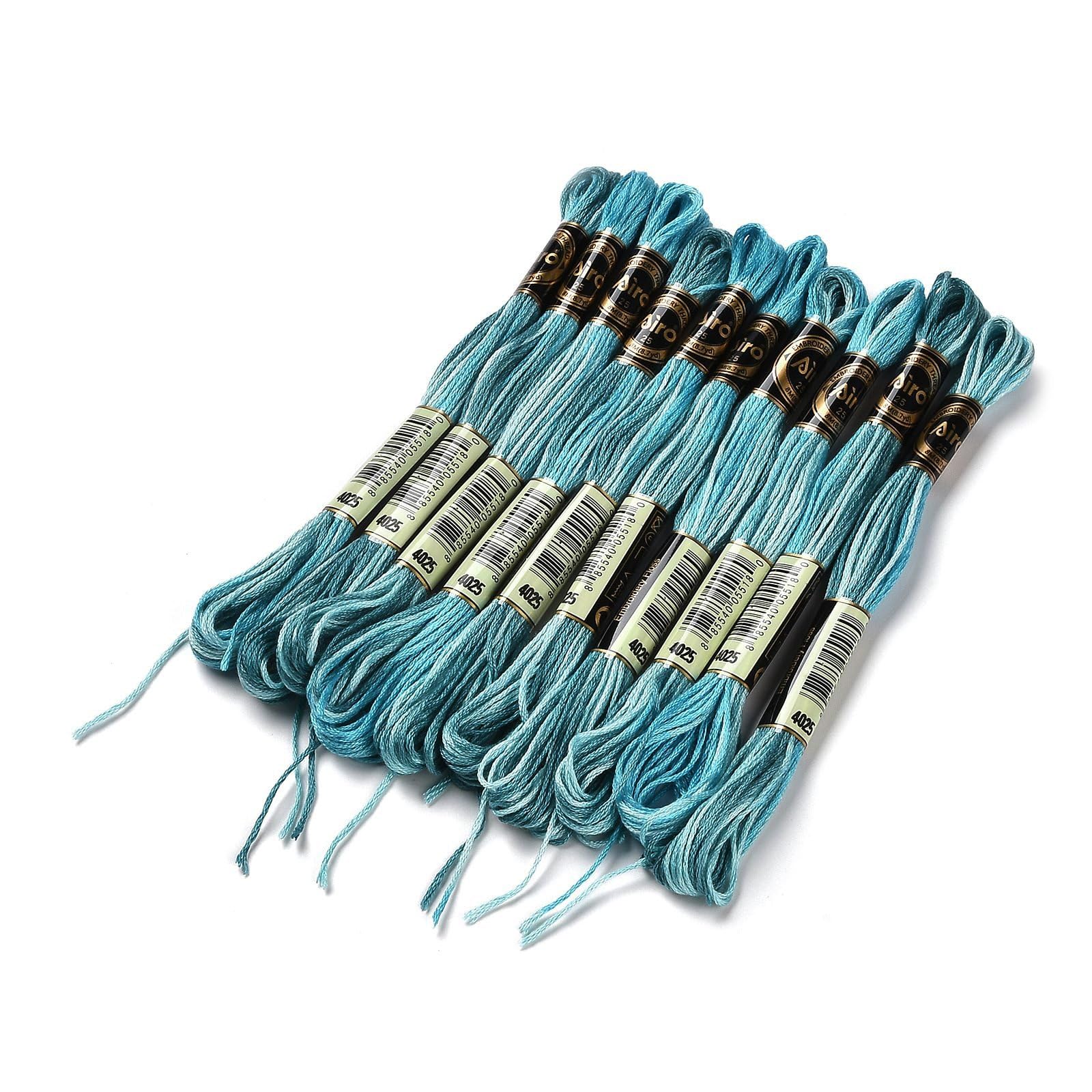 10 Skeins of 0.5mm 6 Ply Segment Dyed Gradient Polyester Cross Stitch Thread for