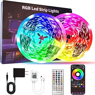 HBOWMDJIA Led Lights for Bedroom 200 FT (2 Rolls 100 FT), with Remote and Application Control RGB Color Changing LED Strip Lights, Music Synchronization, Used for Room, Family, Party Decoration