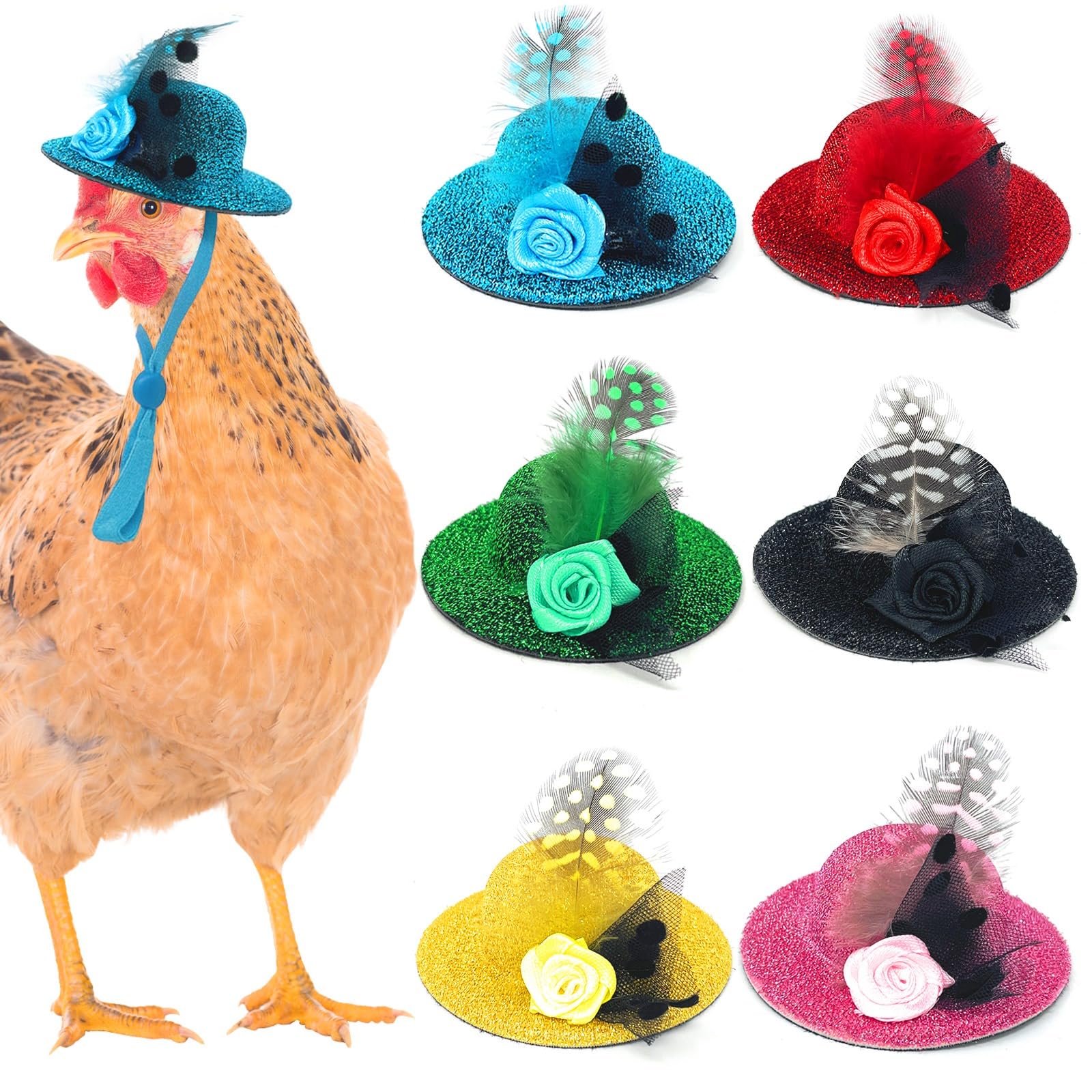 ComiMag 6-Pack Mini Chicken Hats for Hens, Dolls Hats, Cute Decorations | Cotton