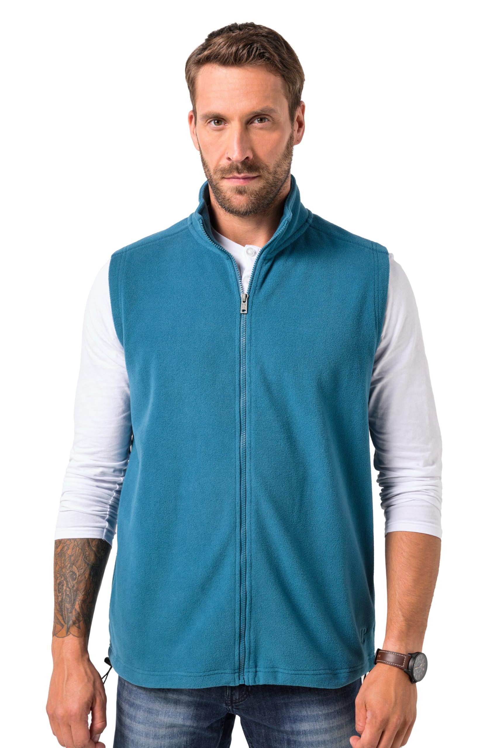 JP 1880 723305 Men's Large Sizes up to 7XL Fleece Waistcoat with Stand-up Collar