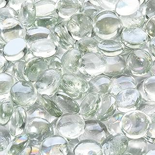 vchin Fire Pit Glass Beads,Clear Glass Pebbles 10lb | Clear Pebbles,Crystal Luster for Vases,Gas Fireplace,Fire Pit Table,Landscaping, Home Decor