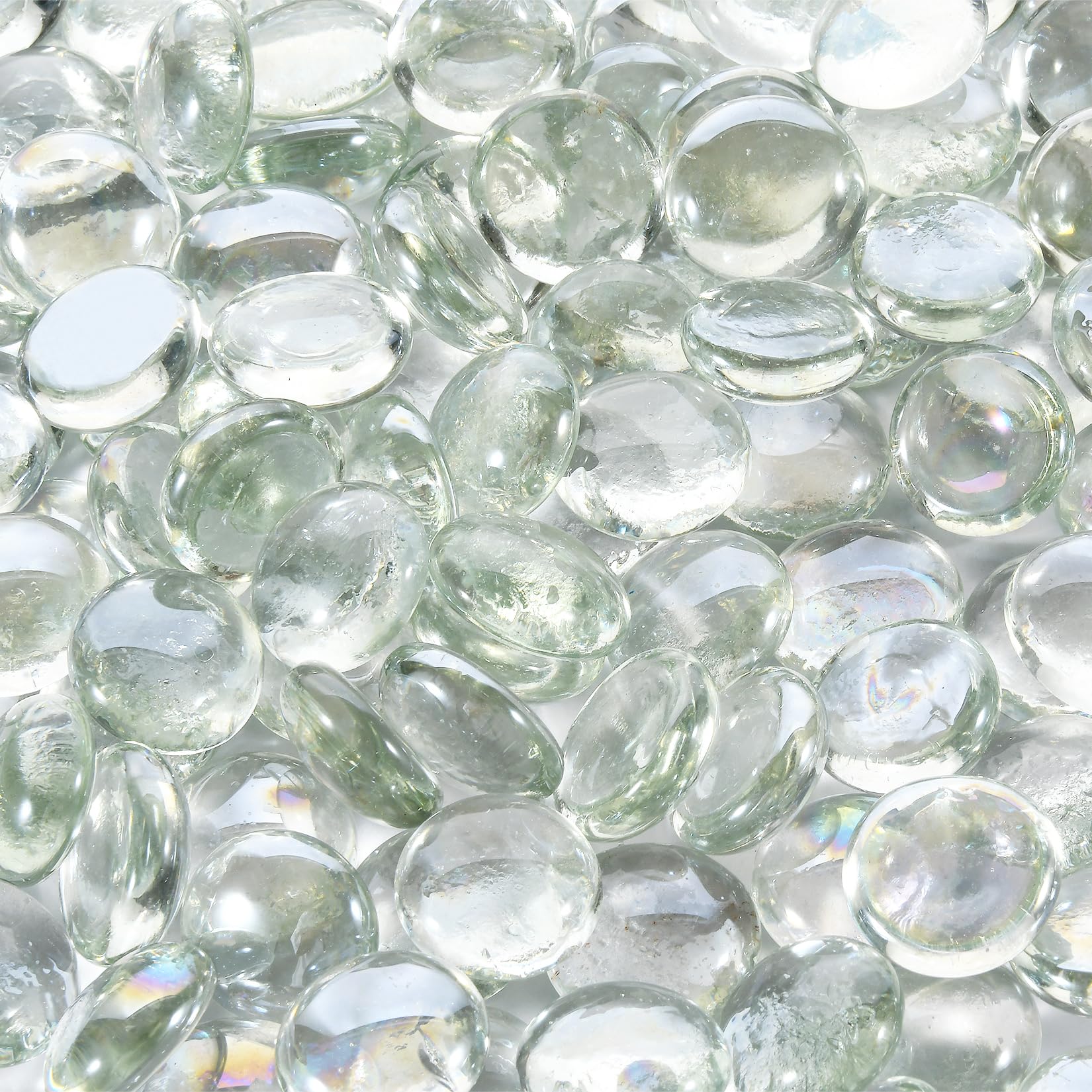 vchin Fire Pit Glass Beads,Clear Glass Pebbles 10lb | Clear Pebbles,Crystal Lust