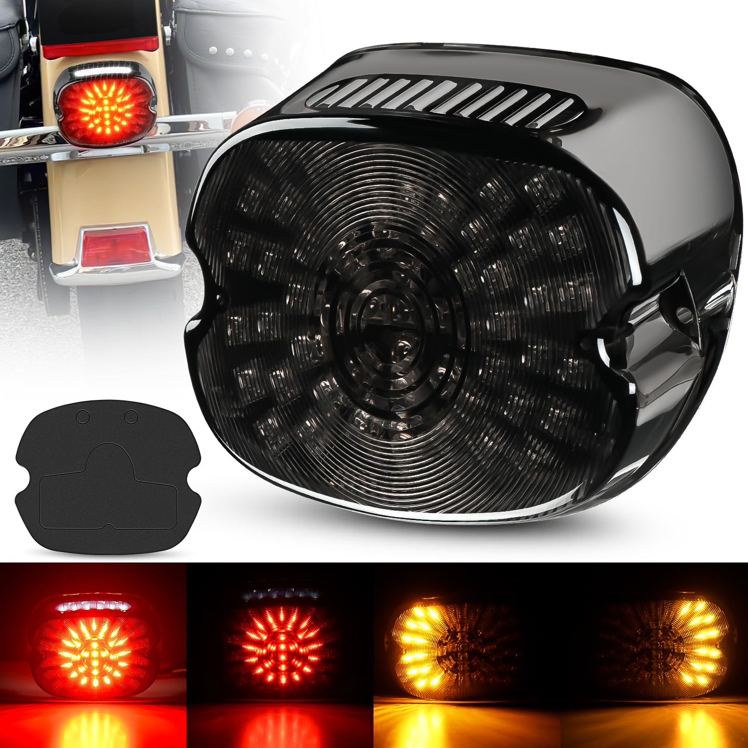 Nilight LED Tail Light Motorcycle Brake Turn Signal Driving License Plate Rear L