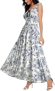 Women's 2026 Summer Boho Floral Print Tiered Casual Flowy Long Maxi Dress Sleeveless Scoop Neck A-Line Beach