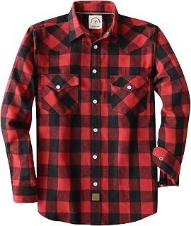 Dubinik® 6 oz Flannel Shirt for Men Pearl Snap Western Cowboy Long Sleeve