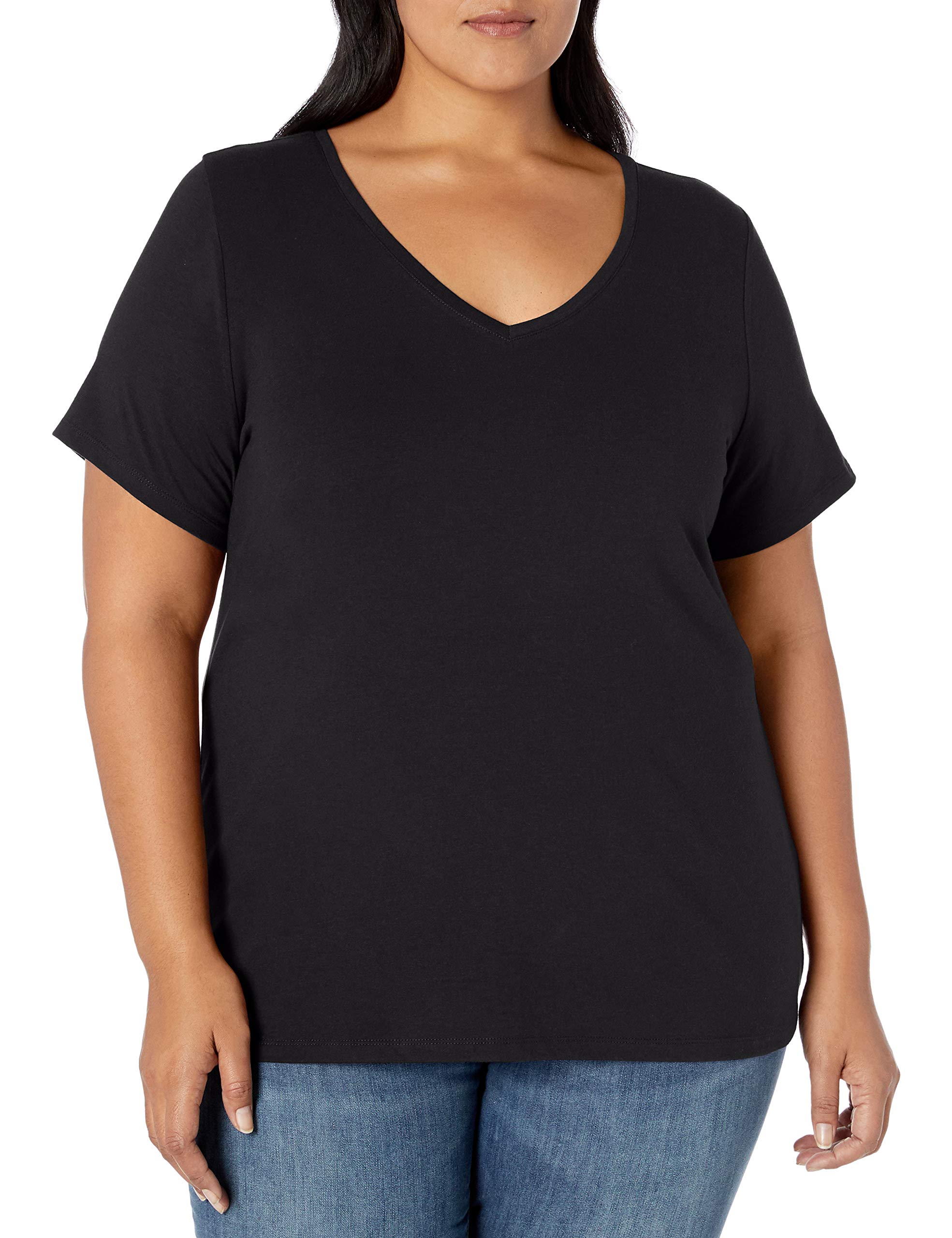 Amazon Essentials Women's Plus Sizes Classic Fit V-Neck T-Shirt with Short Sleev