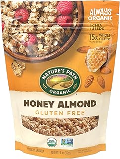 Nature's Path Organic Honey Almond Granola, 11 oz (Pack of 1) | Gluten-Free Almond Crunch: 15g whole grain granola with roasted almonds, clover honey and chia seeds