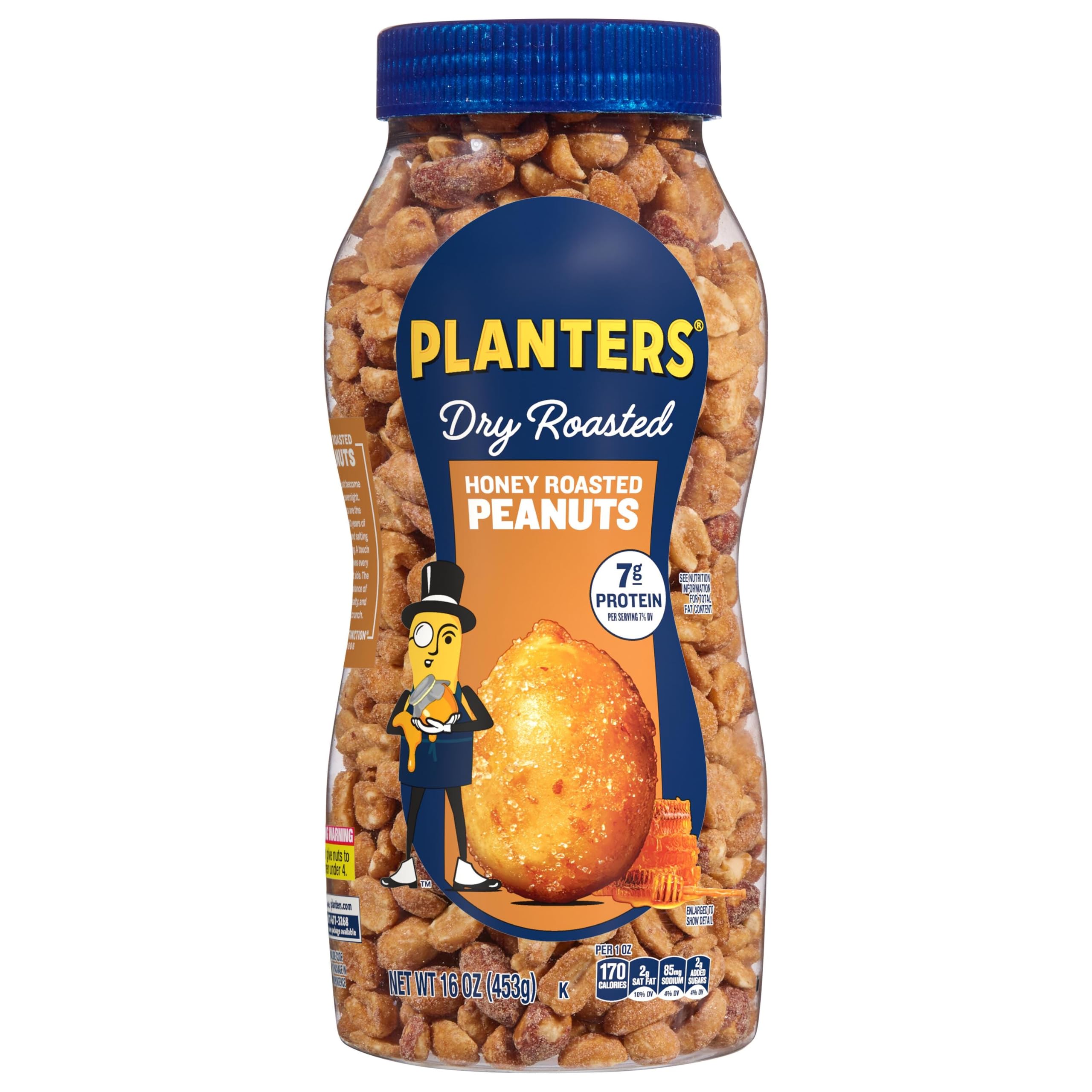 PLANTERS Honey Roasted Peanuts, Plant Based Protein Snacks, 16 Oz (1 Ct) | Roast