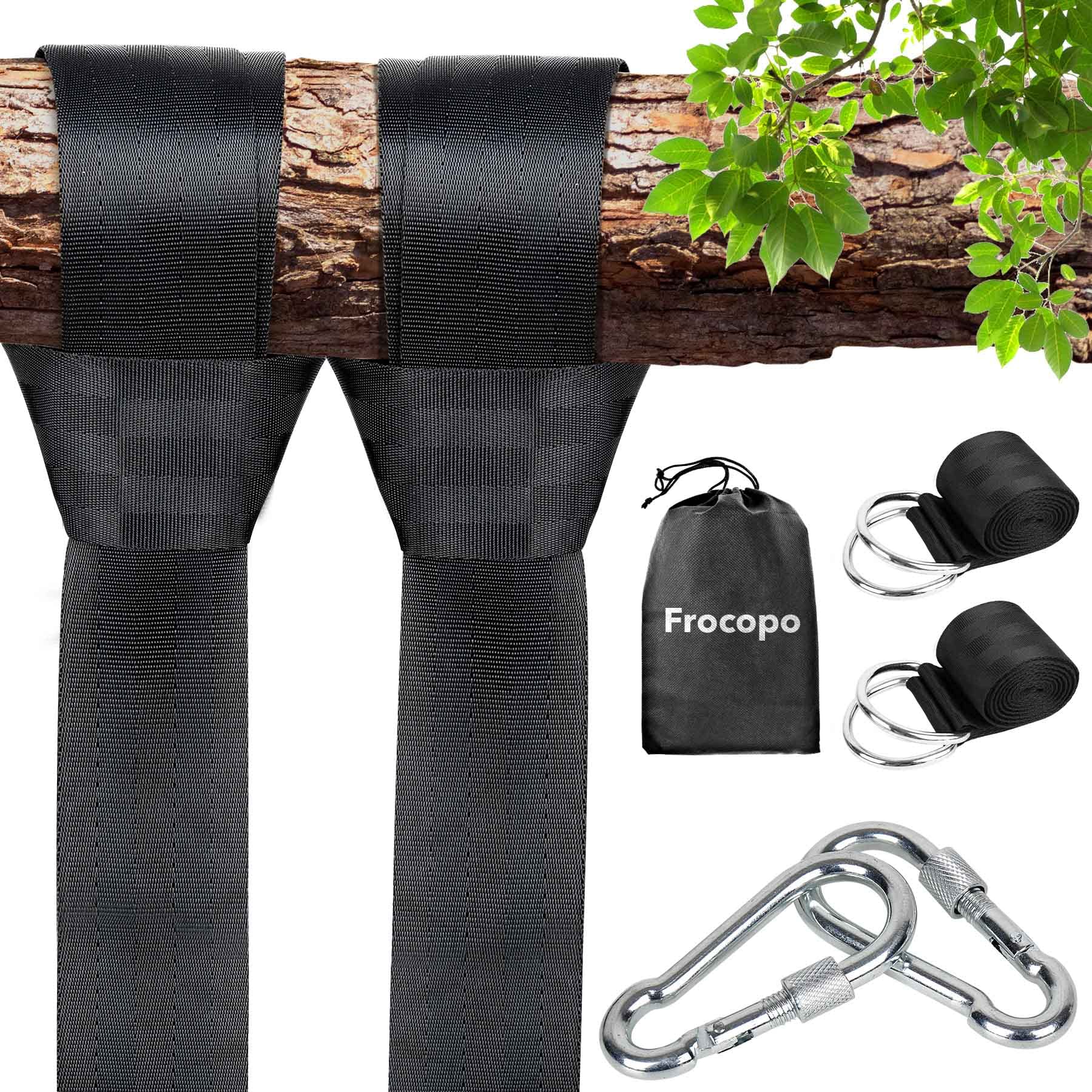 Frocopo Extra Long Tree Swing Kit, 5FT Premium Nylon Straps Hold 2200LBS, Safety