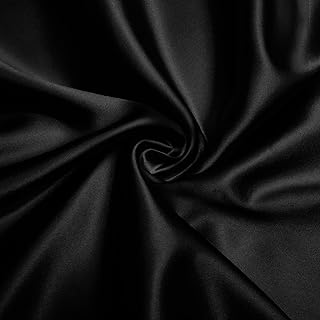 VACVELT Black Satin Fabric by The Yard 60 Inch Wide (1 Yard) | Silky Smooth With Shiny Finish, Ideal for Bridal Dress, Crafts And Draping, Machine Washable Wrinkle And Fade Resistant