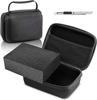 Relaxweex Hard Case with Foam, Black, 7.8 x 6.3 x 3.5 Inch | EVA Waterproof Shockproof Case, Customizable Foam for Camera Electronics Instruments, Digital Products, with Knife