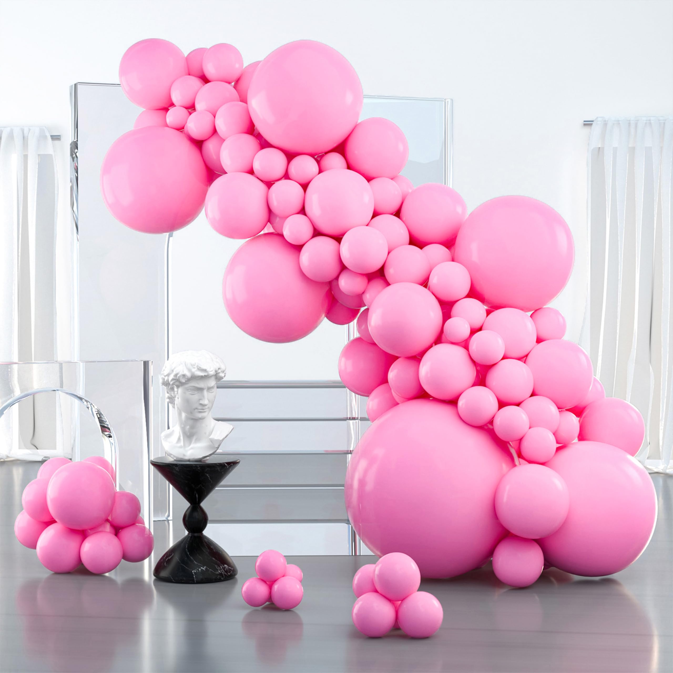 PartyWoo Pink Balloons 127pcs Matte Pink Balloons Different Sizes | 36 18 12 10 