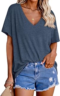 Tankaneo Oversized Short Sleeve T Shirts for Women Loose Fit