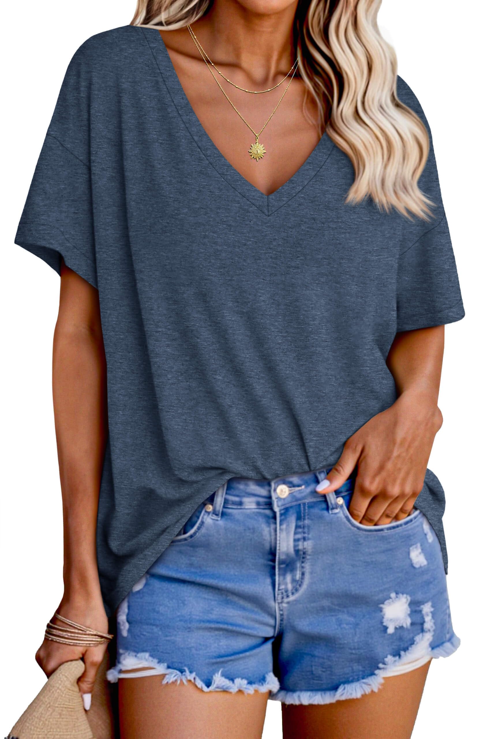 Tankaneo Oversized Short Sleeve T Shirts for Women Loose Fit