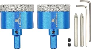 Diamond Hole Saw 50 mm with Centering Guide Drill – 2 x Brazed Diamond Drill Bits for Porcelain, Tile, Ceramic, Stone, Granite