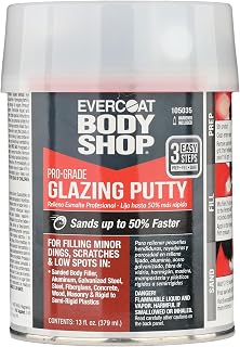 Evercoat Body Shop 105035 Pro-Grade Glazing Putty for Filling Minor Dings, Scratches and Low Spots in Aluminum, Fiberglass &amp; More, Easy Mix Hardener Included 13 Fl Oz.