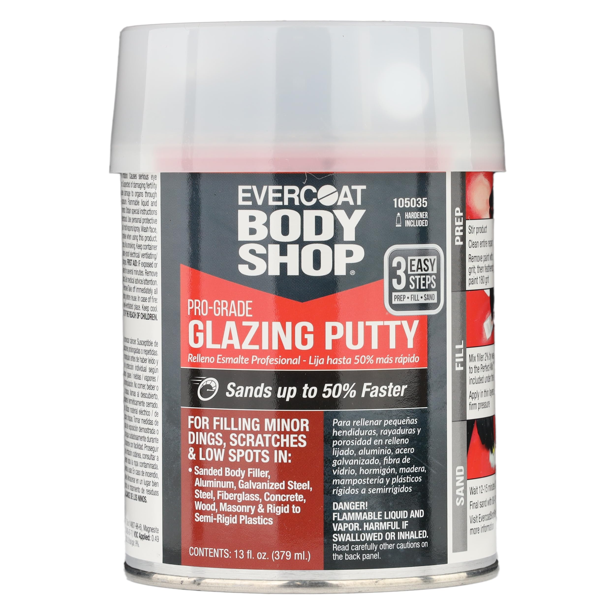 Evercoat Body Shop 105035 Pro-Grade Glazing Putty for Filling Minor Dings, Scrat