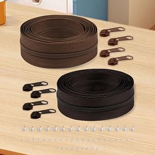 Generic - 22 Feet #3 Zippers for Sewing with 8 Sliders and 15 Zipper Tips for DIY Sewing Craft (Coffee and Dark Coffee)