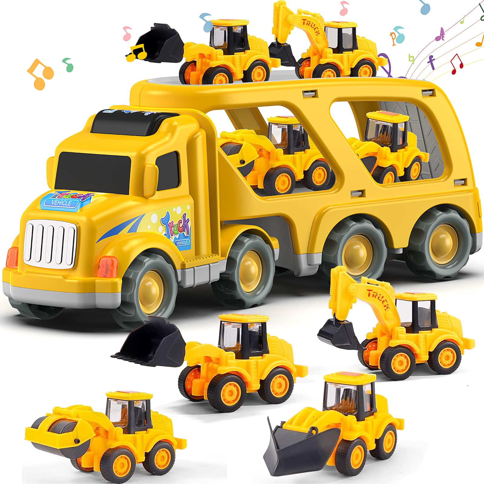 Veslier Construction Truck Toys for Boys Girls Age 3 4 5 6 Years Old，Carrier Tra