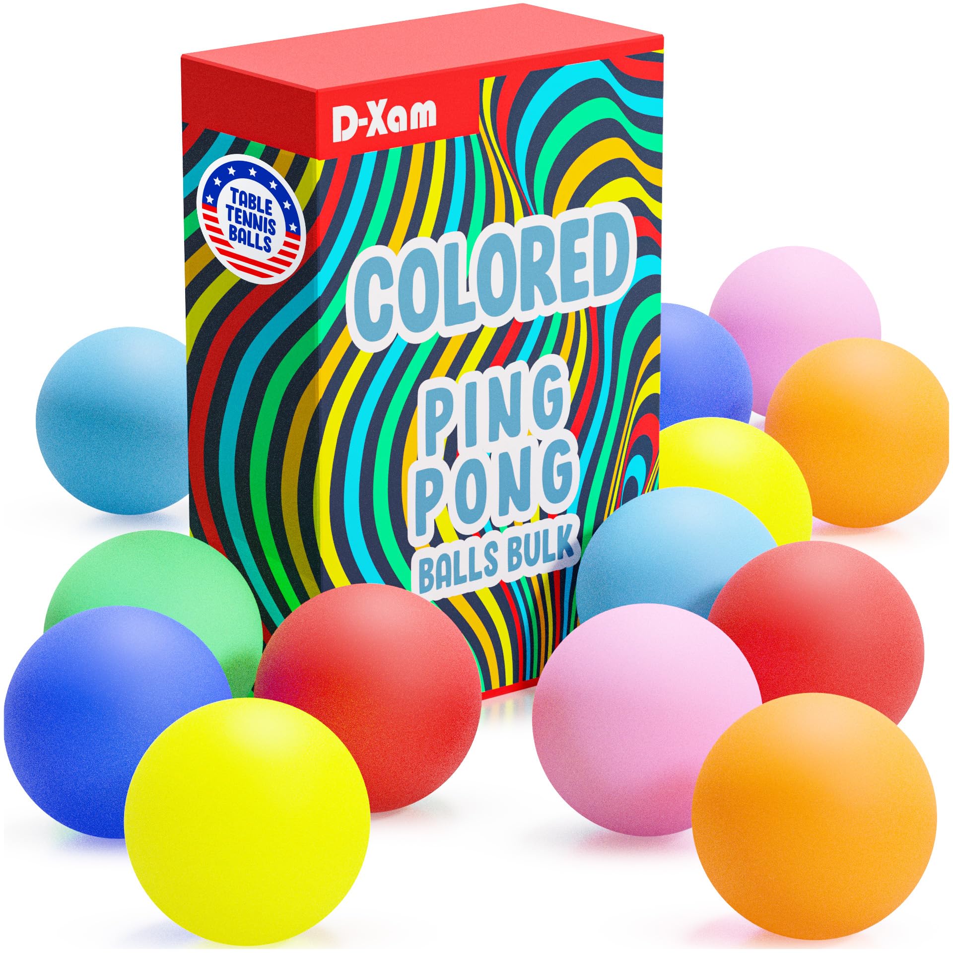D-Xam Colored Ping Pong Balls Table Tennis Ball Pack of 50, 30 and More | Pong B
