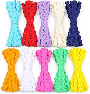 50 Yards 5mm Rick Rack Trim for Sewing RIC Rac Ribbon Wave Ribbon RIC Rac Trim for Sewing Doll Clothes DIY Craft Supplies Gift Wrapping Home Wedding Party Decoration 10 Colors