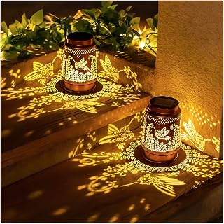 2 Pack Hummingbird Metal Solar Lantern,Hummingbird Gifts for Women Men