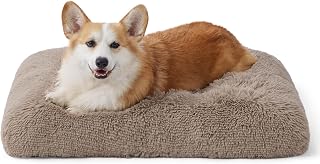 Bedsure Medium Dog Crate Bed Washable, Fluffy Mattress, 74x53cm, Camel
