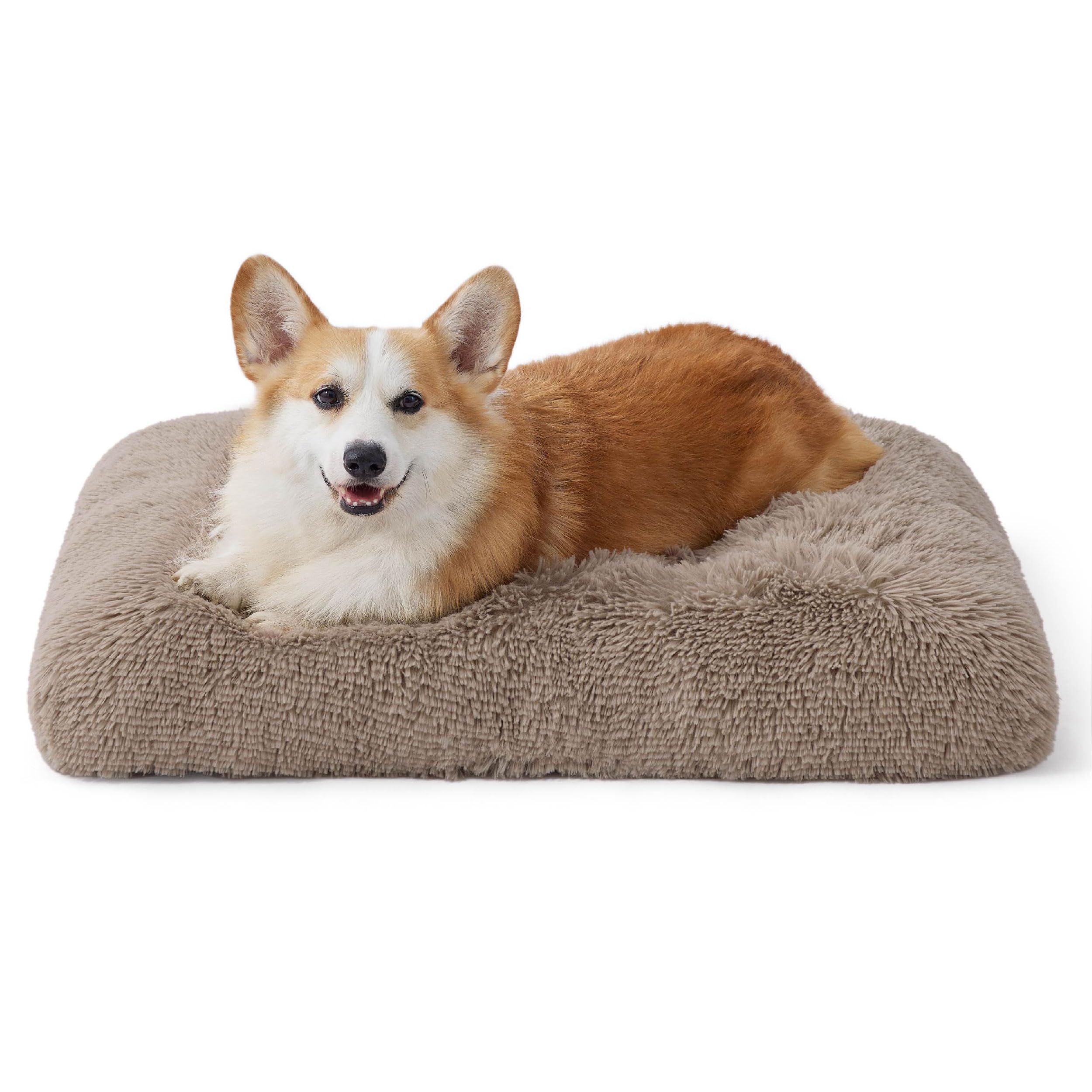 Bedsure Medium Dog Crate Bed Washable, Fluffy Mattress, 74x53cm, Camel