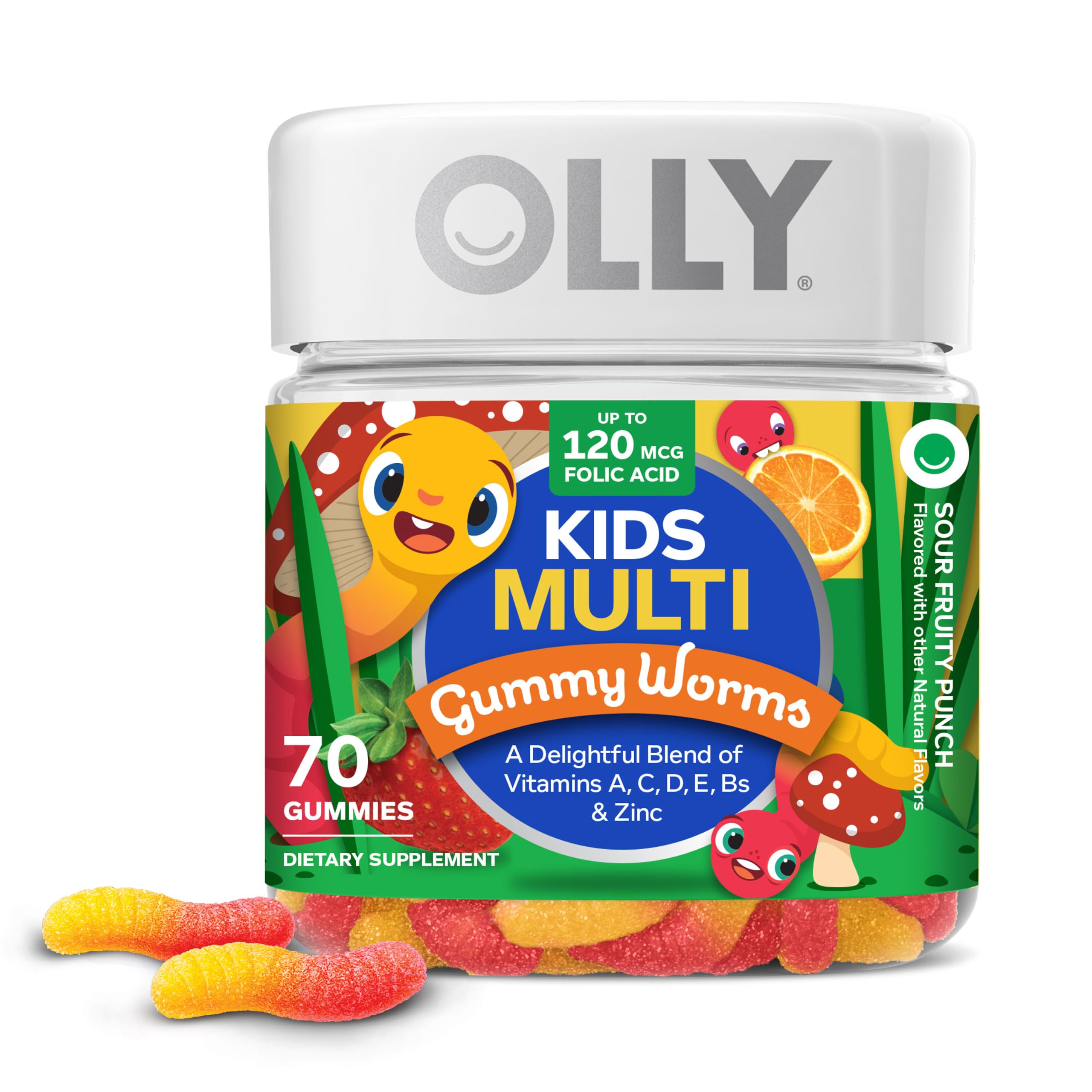 OLLY Kids Multi Gummy Worms, Overall Wellness & Immune Support - 70 Count | Kids
