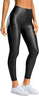 SANTINY Womens Faux Leather Leggings 24/26/28 Inch High Waist Stretch Leather Pants