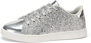 LUCKY STEP Glitter Sneakers Lace Up | Fashion Sneakers | Glitter Shoes for Women