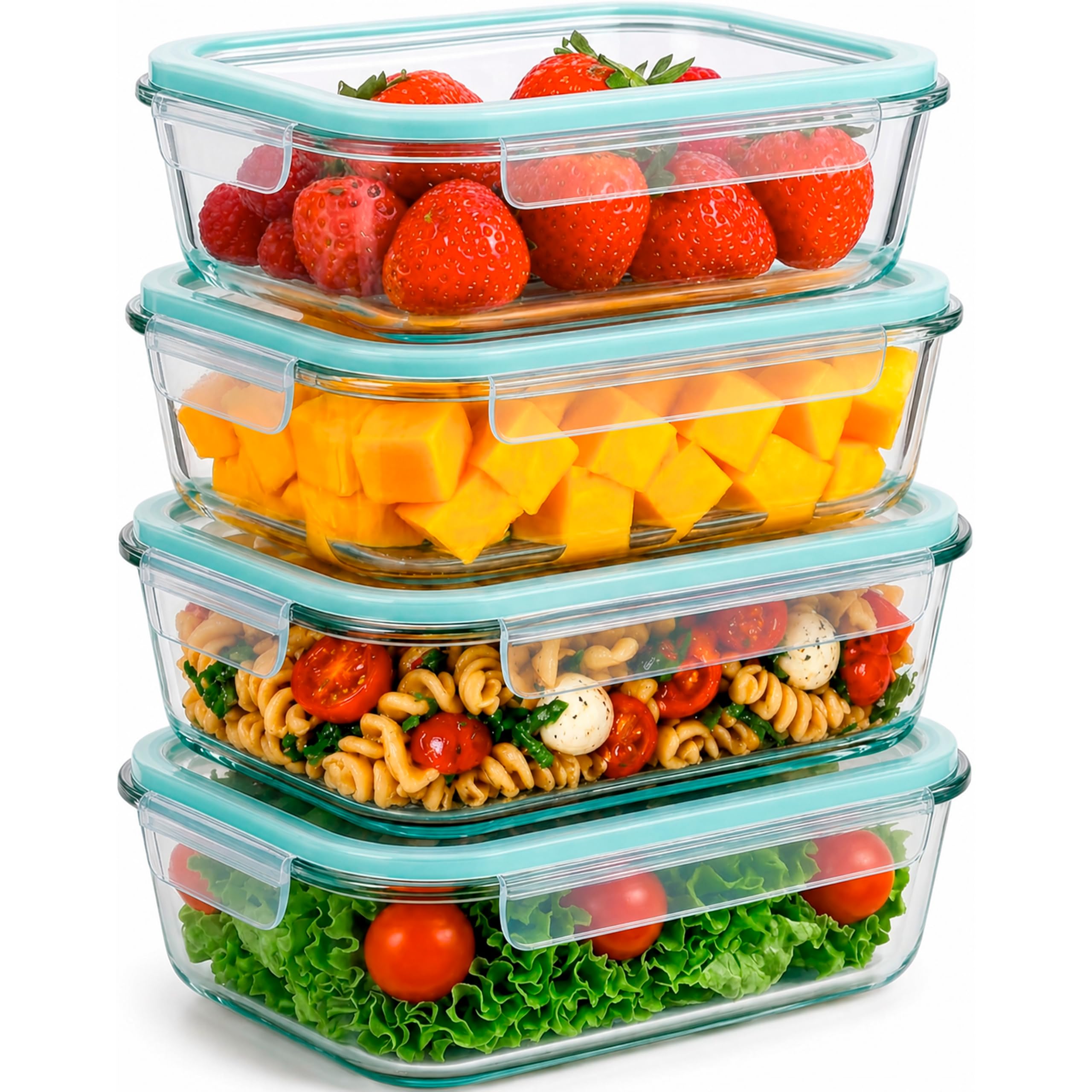 edihome, 8 14 or 18 Pieces Airtight Glass Food Storage Box for Airtight Food Sto