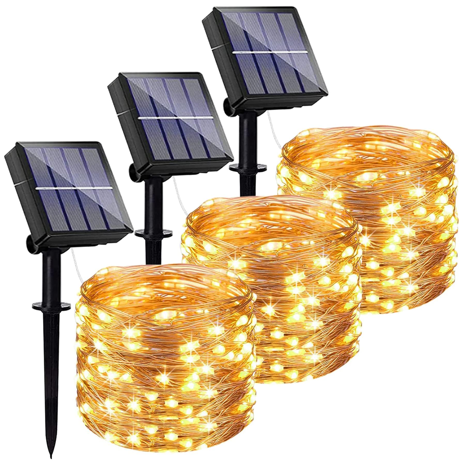Lezonic 3Pack Garden Solar Lights,120LED Each 12M/40Ft Solar Fairy Lights