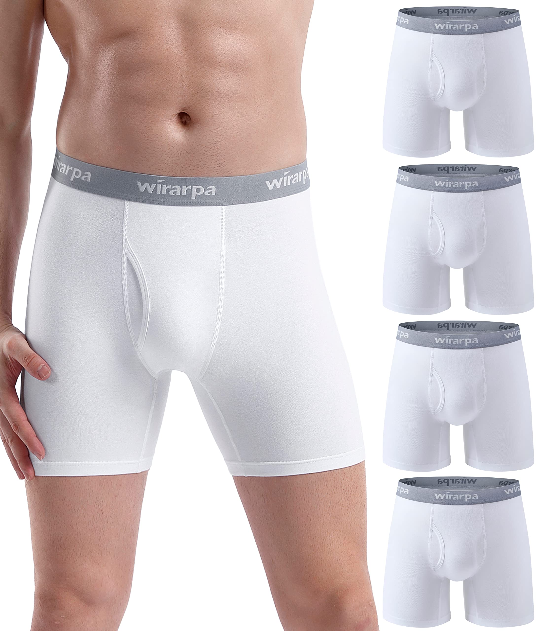 wirarpa Men's Cotton Boxer Shorts, Pack of 4, Men's Underwear, Retro Shorts, Box