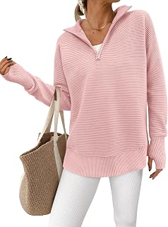 PRETTYGARDEN Women's Long Sleeve Quarter Zip Pullover Sweater