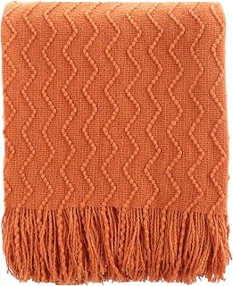 BATTILO HOME Burnt Orange Throw Blanket for Sofa Couch,Decorative Fall Blanket,Cozy Knitted Blanket for Bed,Chair,Home Decor Fall Decor 50"x60"