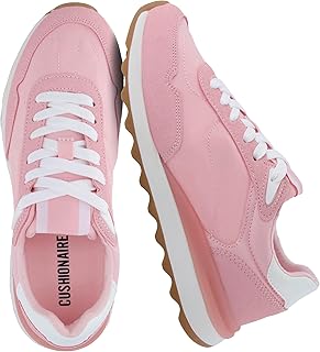 CUSHIONAIRE Kicks Fashion Sneakers for Women, Lightweight Non-Slip Lace Up Shoes with Memory Foam