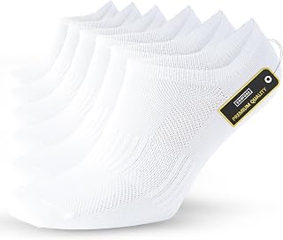 SONNORS 6-Pairs Ankle Socks for Mens Womens - Trainer Socks Breathable Organic Cotton Low Cut Short Anti Blister Running Sock - Black White Gray 4-Sizes
