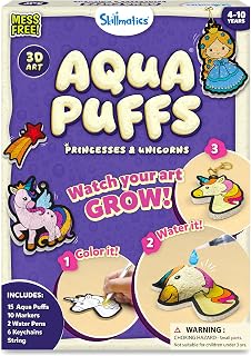 Skillmatics Aqua Puffs Unicorns, Painting Art Kit, Gifts for Girls & Boys | DIY Princess Puffy Keychains, Mess-Free Inflatable Toy, Craft Kit for Kids Ages 4, 5, 6, 7, 8, 9, 10