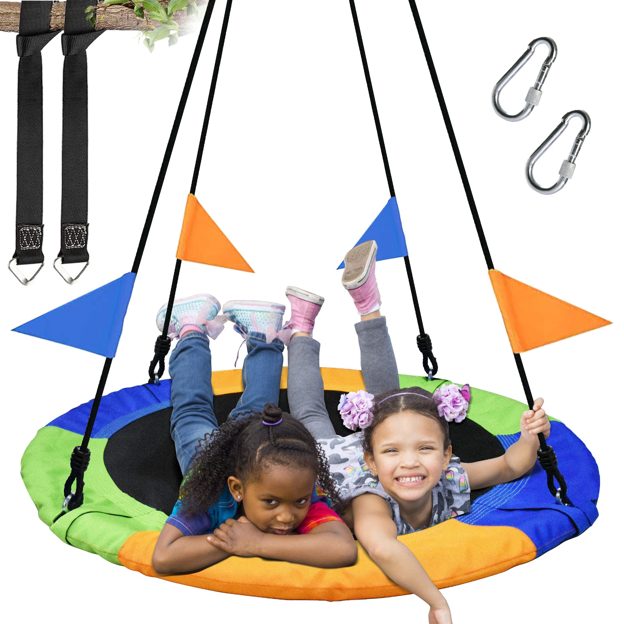 PACEARTH 40 Inch Saucer Tree Swing Flying 600lb Weight Capacity 2 Added Hanging 