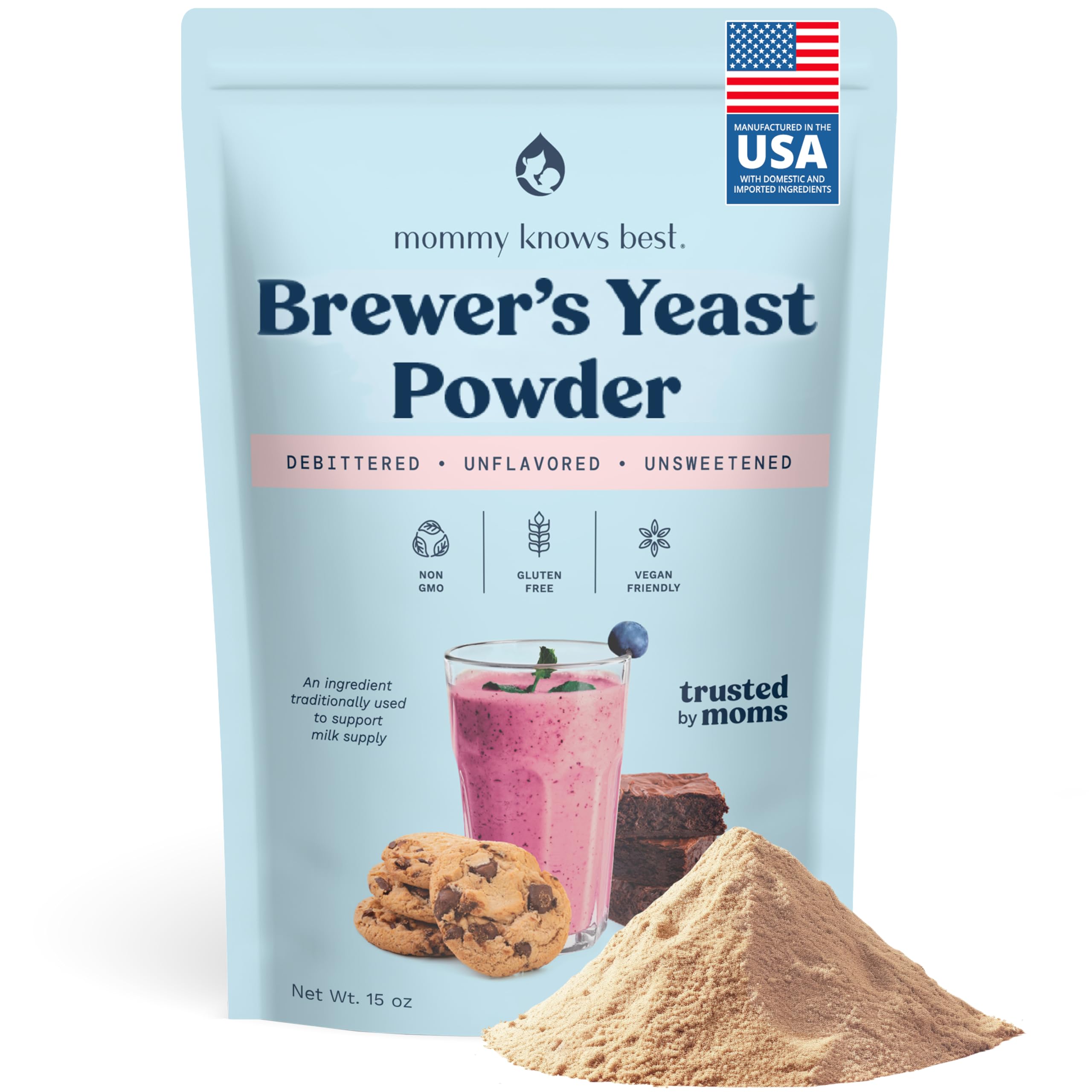 Brewer's Yeast Powder for Lactation Support for Breastfeeding | Mild-Tasting, De