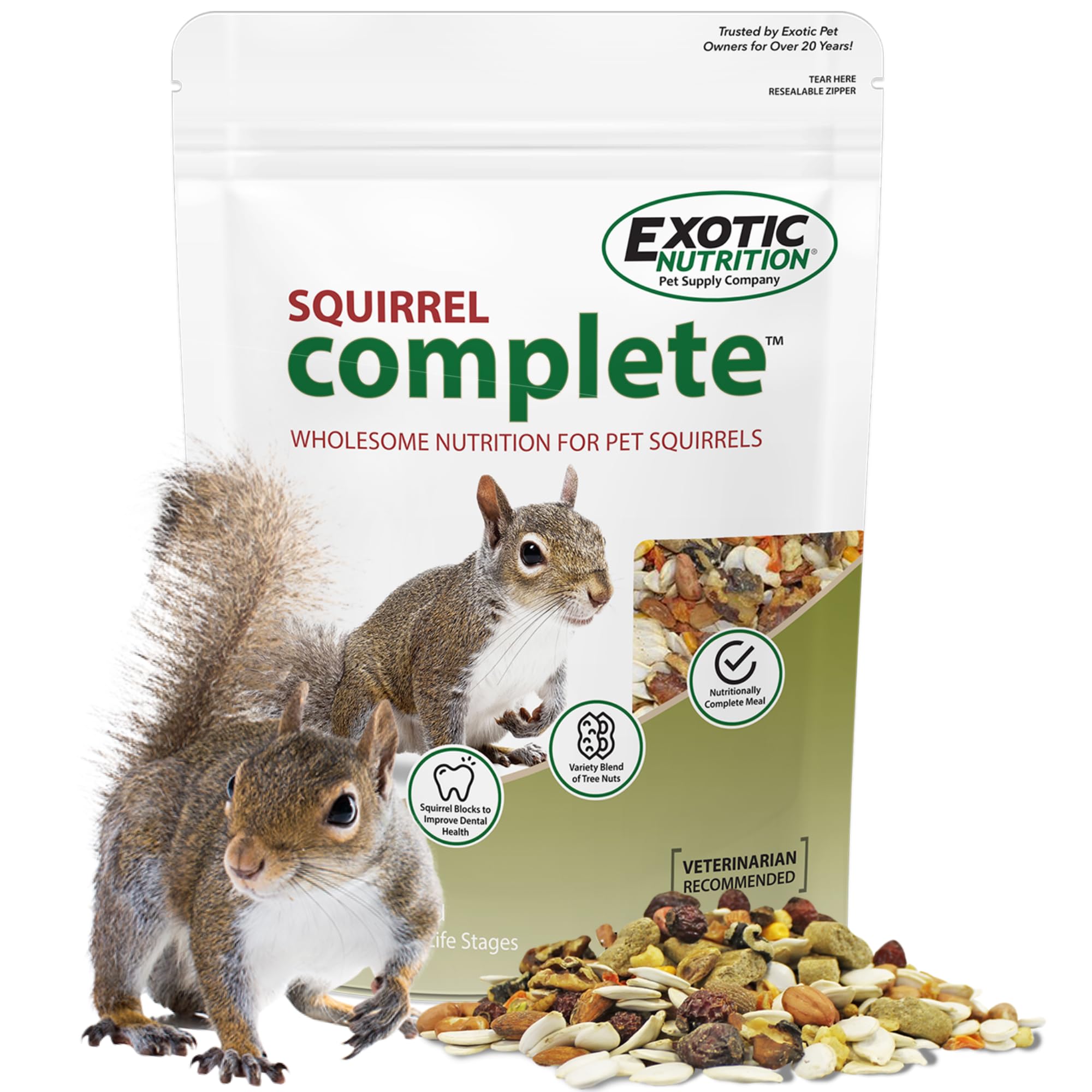 Exotic Nutrition Squirrel Complete (4 lb.) - Healthy Natural Food for Squirrels 