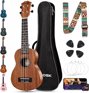 AODSK Soprano Ukulele for Beginner 21 Inch Ukelele with Gig Bag Strap Nylon String 4 Picks Holiday Gift