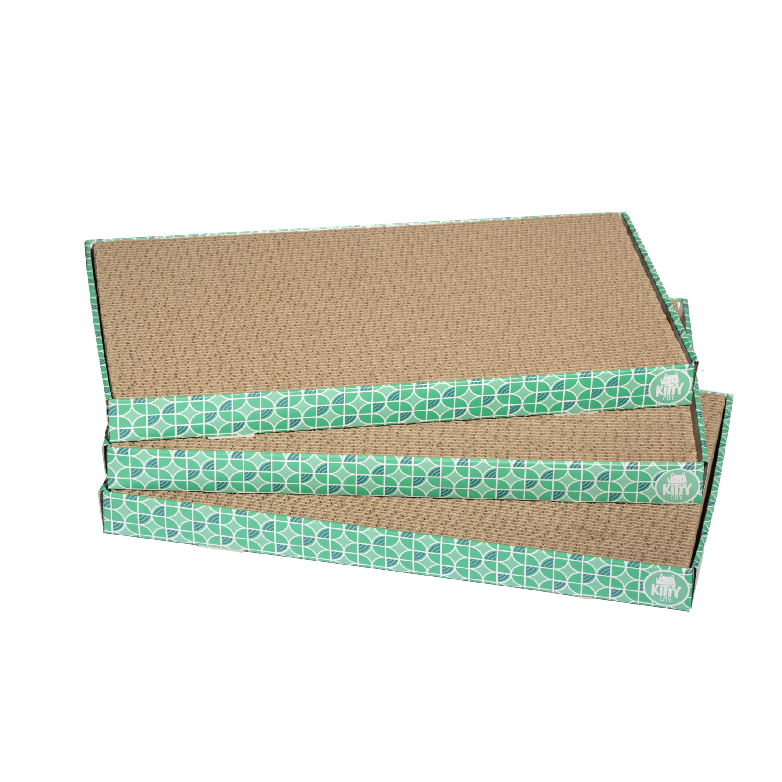 Kitty City XL 3-Pack Cat Scratcher Pads – Durable Corrugated Cardboard Scratch P