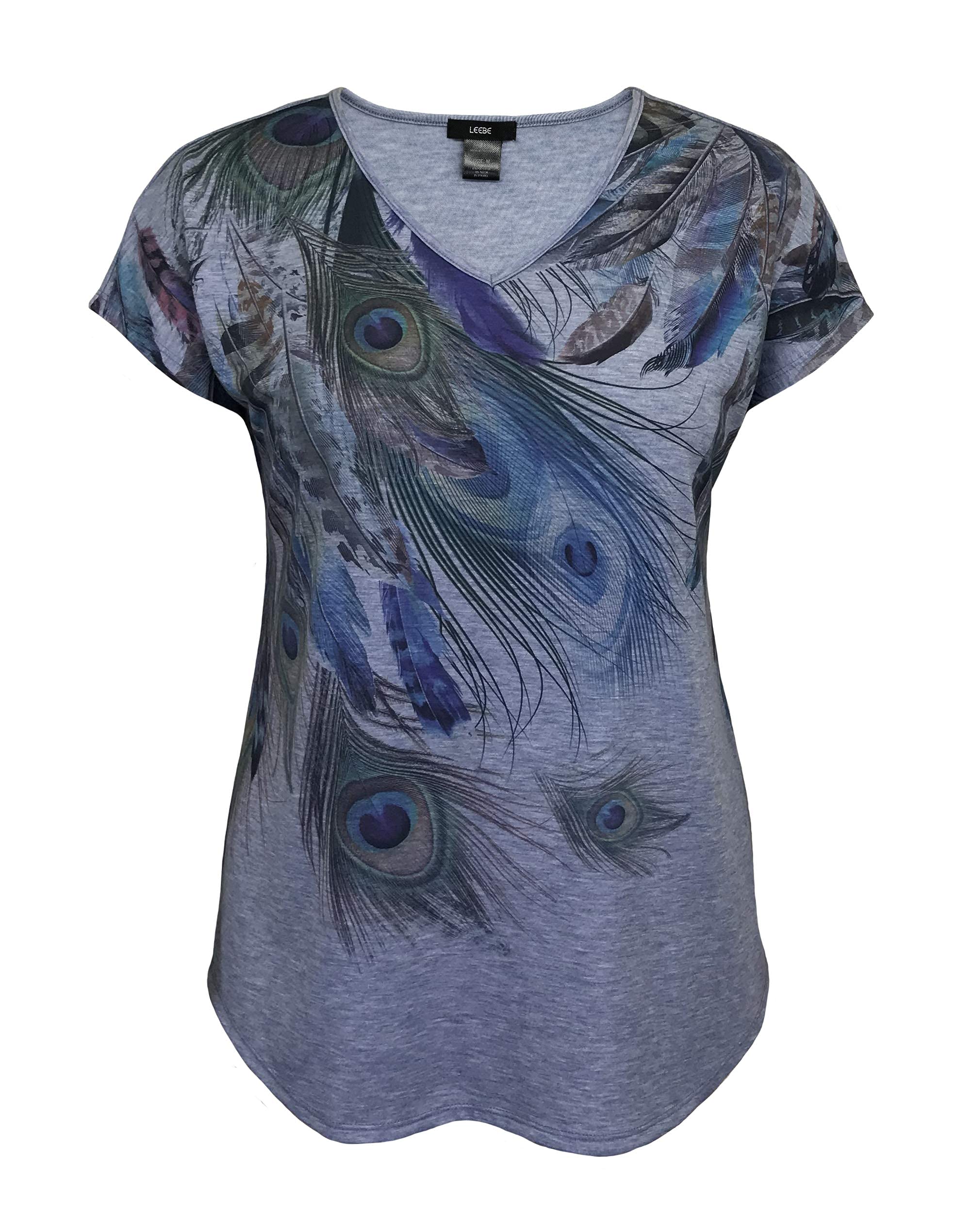LEEBE Women Plus Size - Printed Dolman Short Sleeve T-Shirt (1XL-5XL)