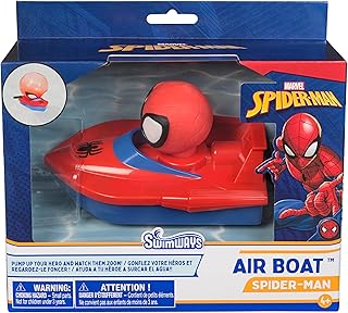 SwimWays Marvel Spider-Man Inflatable Water Air Boat Toy for Ages 4+ | Easy Air Pump Head Launches Battery-Free Speed Racer Boat; Includes One Whimsical Inflatable Boat Pool and Bath Toy Kids