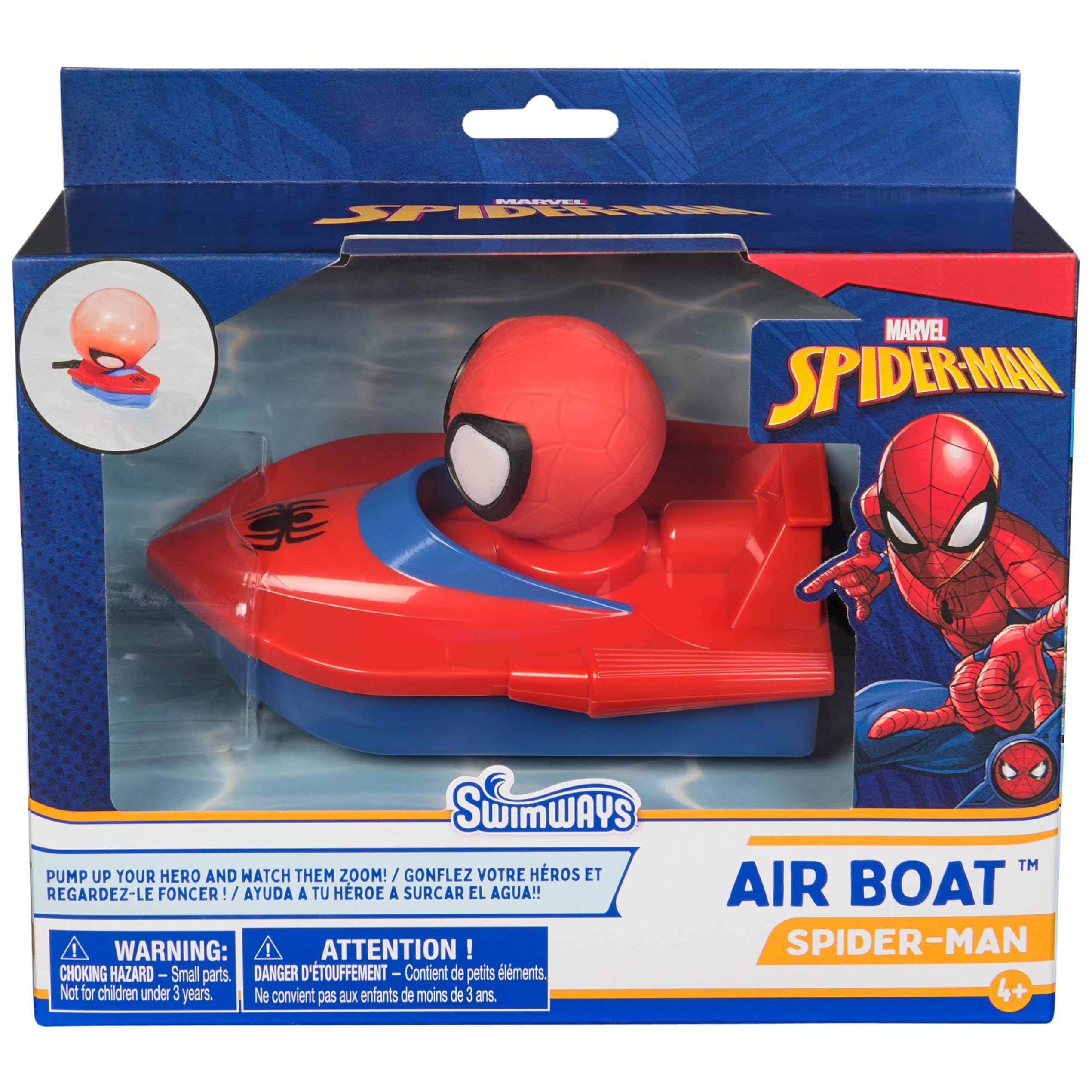SwimWays Marvel Spider-Man Inflatable Water Air Boat Toy for Ages 4+ | Easy Air 