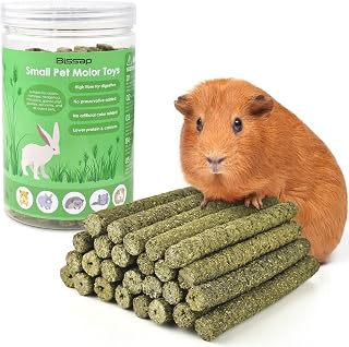 Bissap 38PCS Timothy Hay Sticks for Rabbits, Natural Timothy Grass Molar Teeth Stick Chew Toys for Bunnies Chinchillas Guinea Pigs Hamsters and Other Small Animals Treats