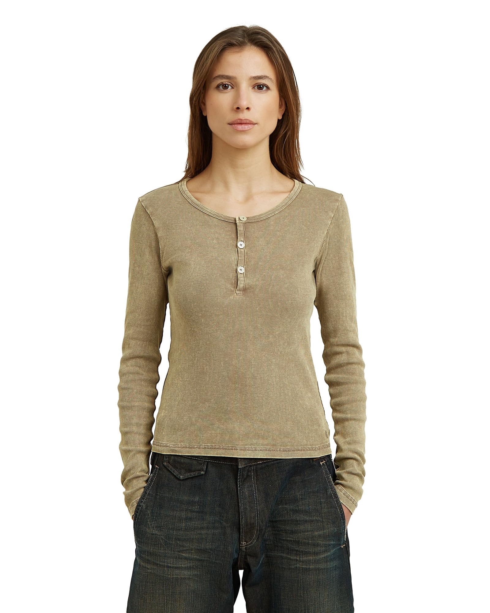 G-Star Vintage Slim Henley T LS Wmn Camiseta Mujer